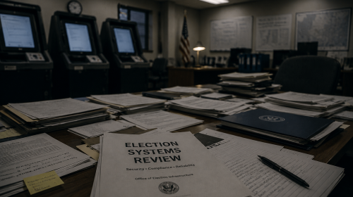 Trump voting machine restriction plan investigation government office documents election systems review