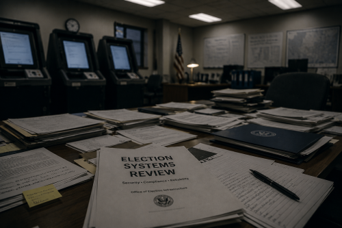 Trump voting machine restriction plan investigation government office documents election systems review