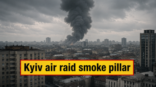 Kyiv Smoke Pillar Report After Air Raid Alert