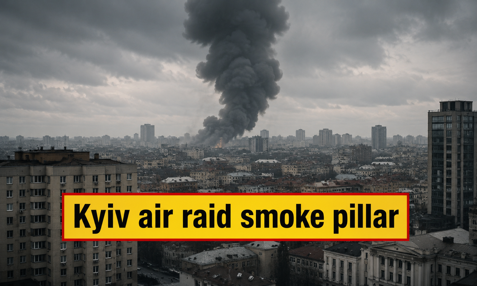Kyiv Smoke Pillar Report After Air Raid Alert