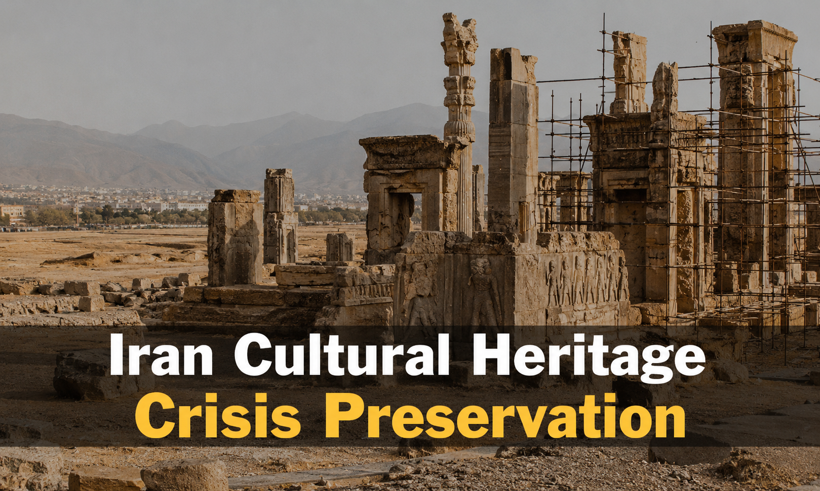 Archaeological site in Iran showing damaged ruins under harsh conditions highlighting Iran cultural heritage crisis preservation