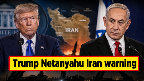 Trump Netanyahu Iran warning investigative newsroom scene showing tension between Donald Trump and Benjamin Netanyahu over Iran strategy in cinematic documentary style.