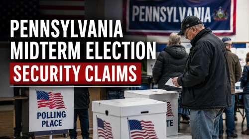 Pennsylvania midterm election security claims debate with ballots and polling station