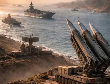US Iran strikes Strait of Hormuz showing naval ships, military aircraft, and rising tensions in a realistic newsroom-style image