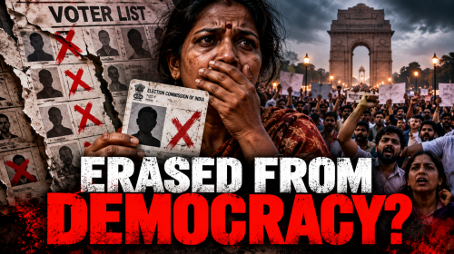 Protesters gathering in India amid controversy over voter-roll revisions and allegations that eligible voters were removed.