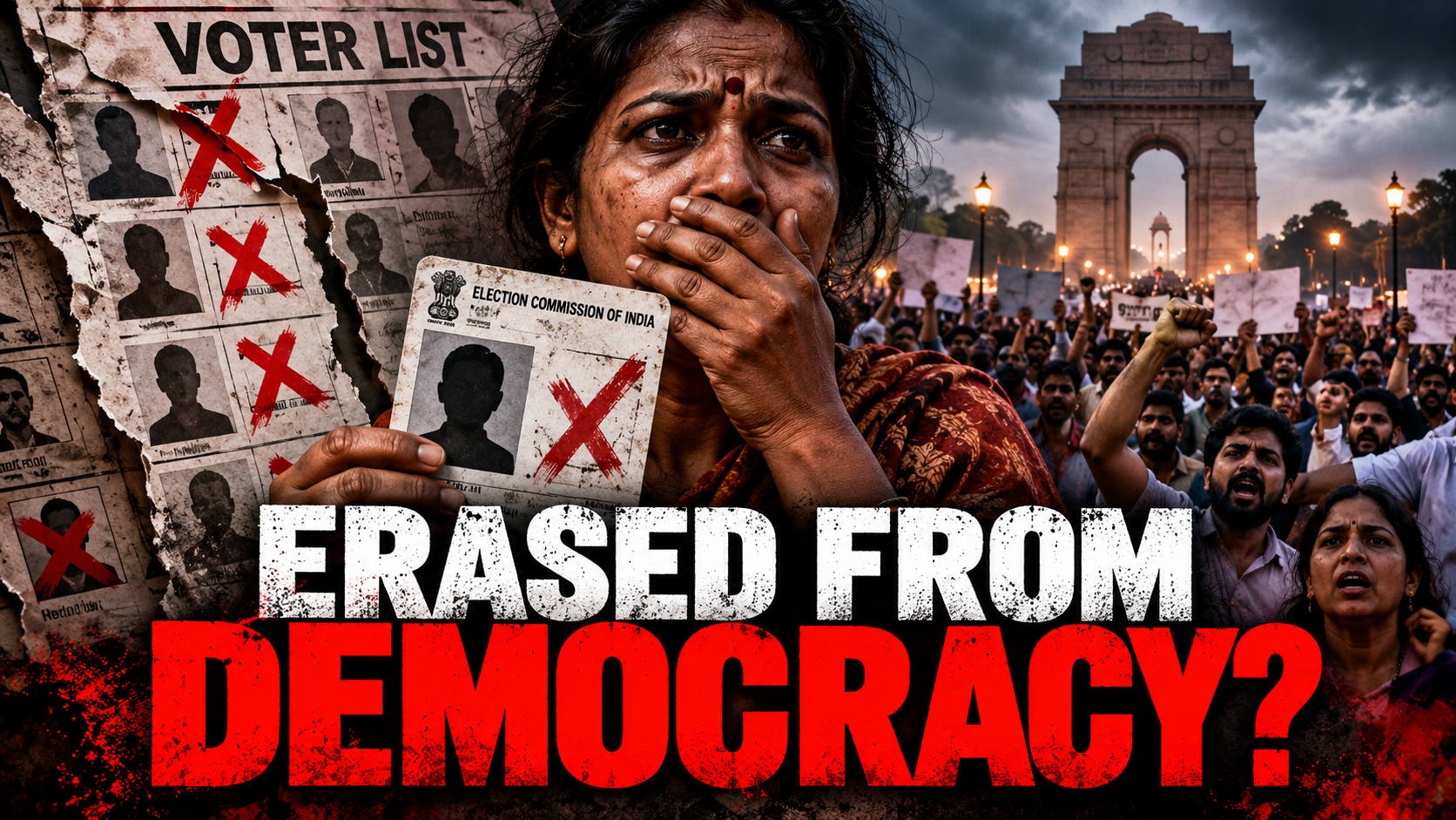Protesters gathering in India amid controversy over voter-roll revisions and allegations that eligible voters were removed.